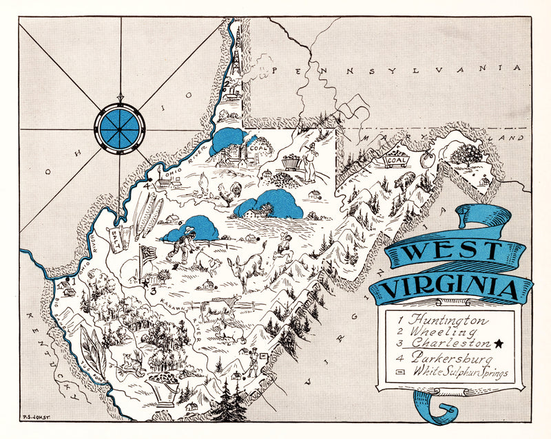 Size comparison using Vintage Map of West Virginia 1931