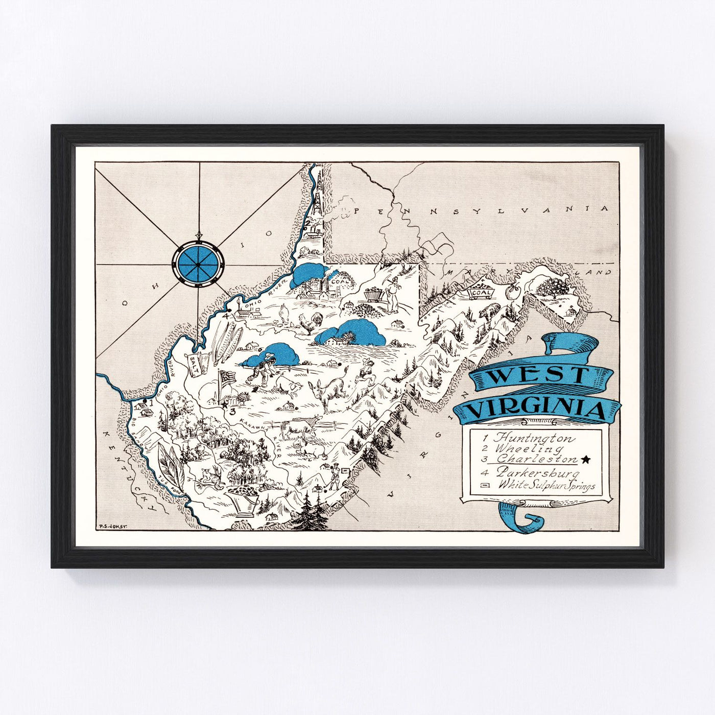 West Virginia Vintage Map 1931