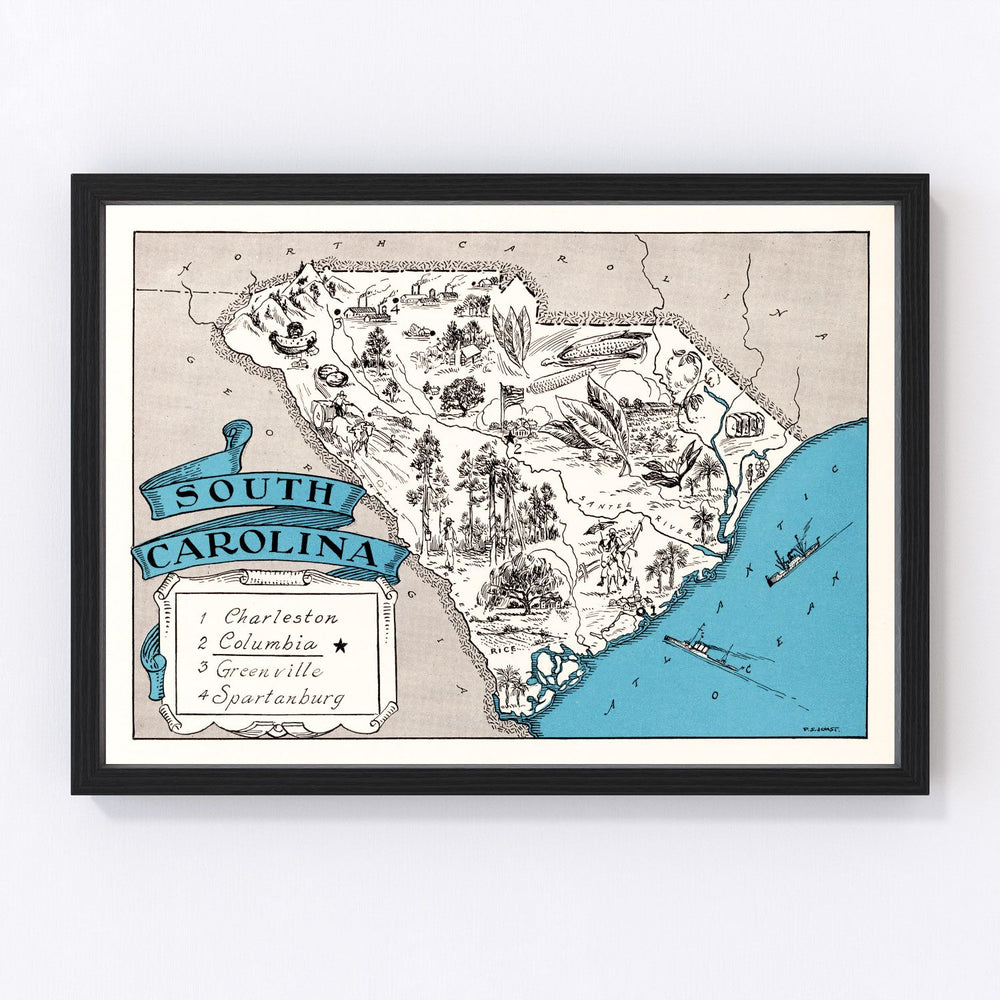 South Carolina Vintage Map 1931