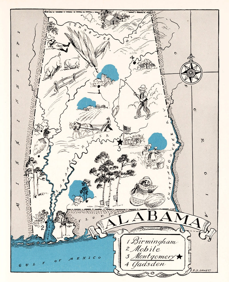 Size comparison using Vintage Map of Alabama 1931