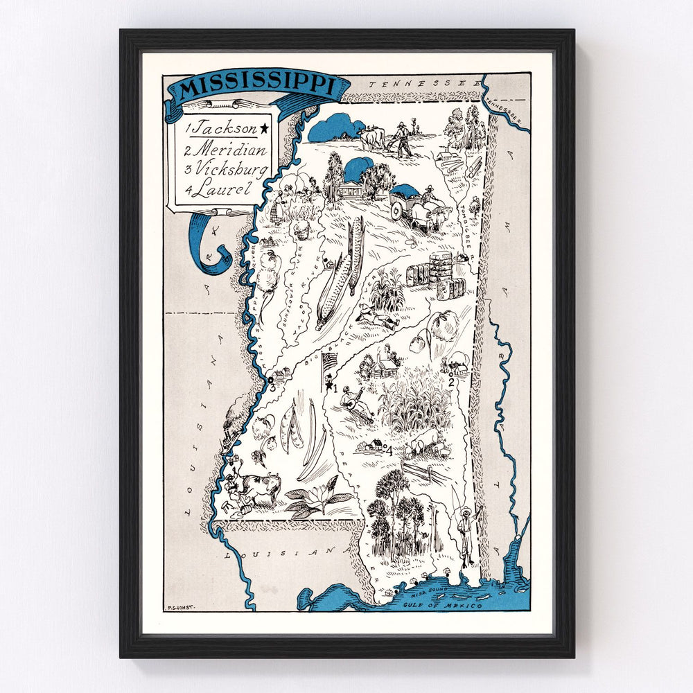 Mississippi Vintage Map 1931