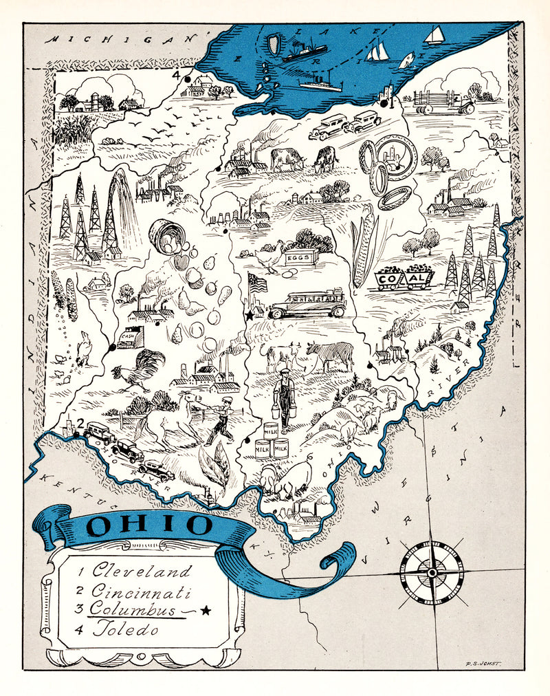 Size comparison using Vintage Map of Ohio 1931