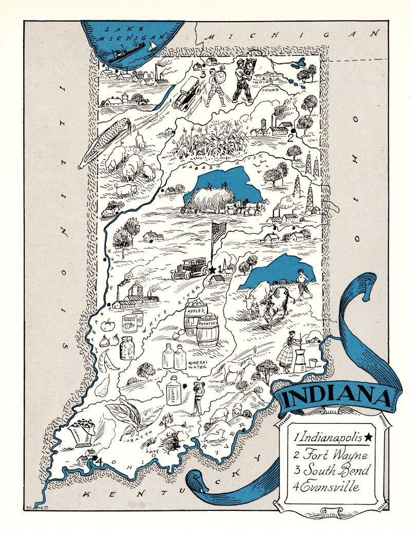 Size comparison using Vintage Map of Indiana 1931
