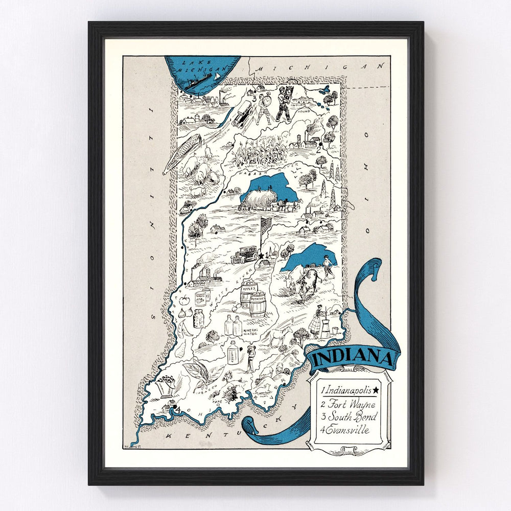 Indiana Vintage Map 1931