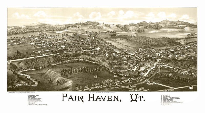 Size comparison using Vintage Map of Fair Haven, Vermont 1886