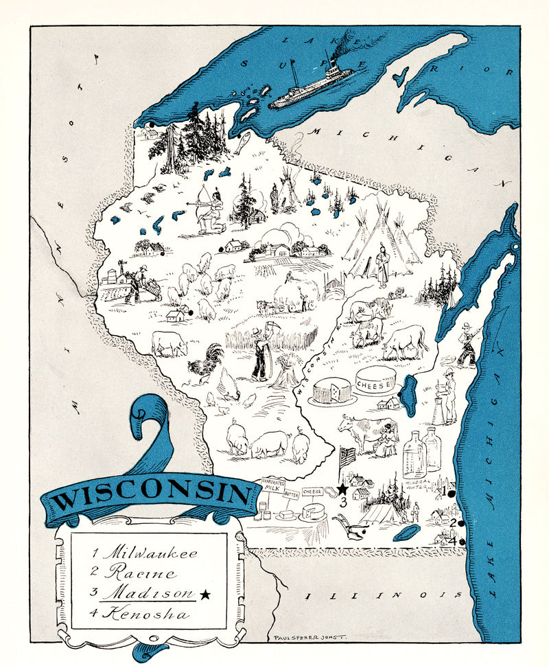 Size comparison using Vintage Map of Wisconsin 1931