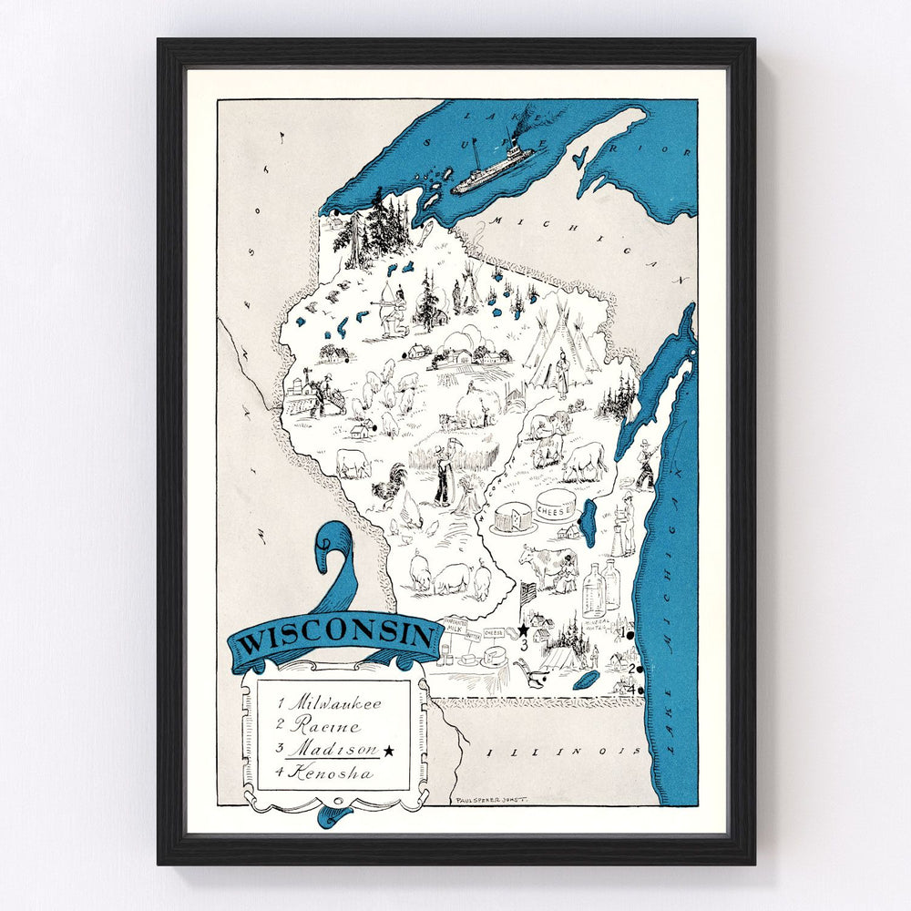 Wisconsin Vintage Map 1931