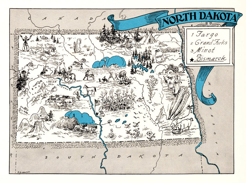 Size comparison using Vintage Map of North Dakota 1931