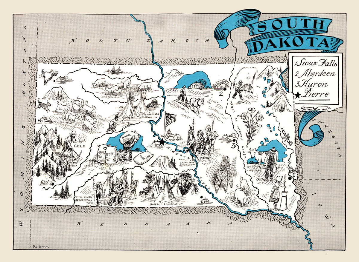 Preview of Vintage Map of South Dakota 1931