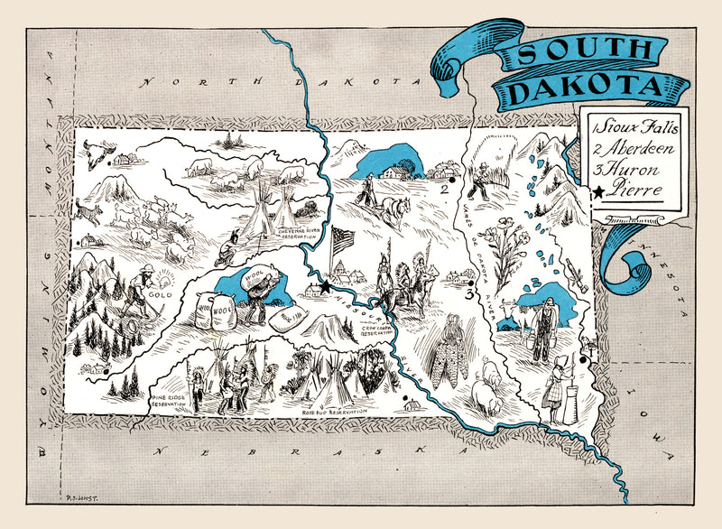 Size comparison using Vintage Map of South Dakota 1931