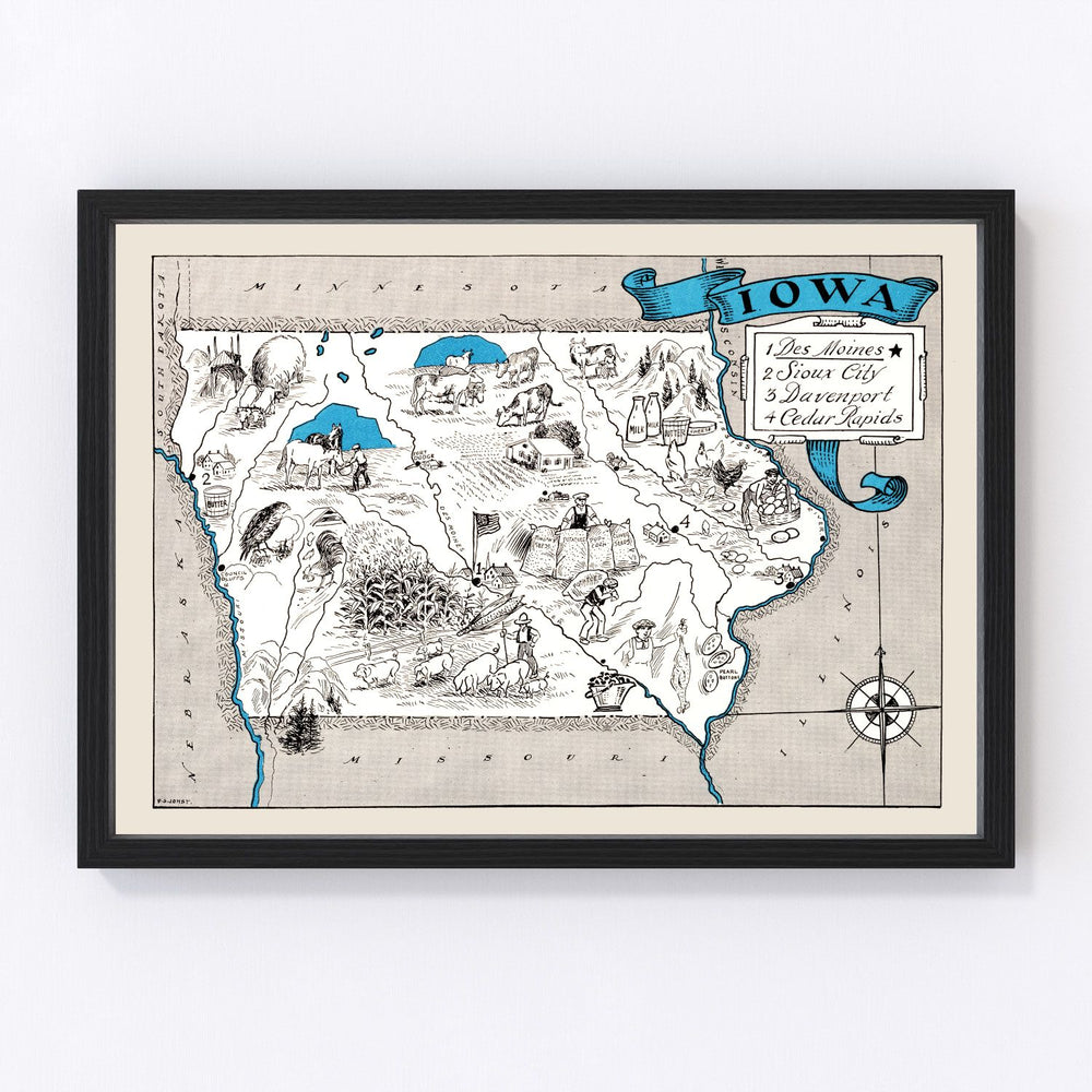 Iowa Vintage Map 1931