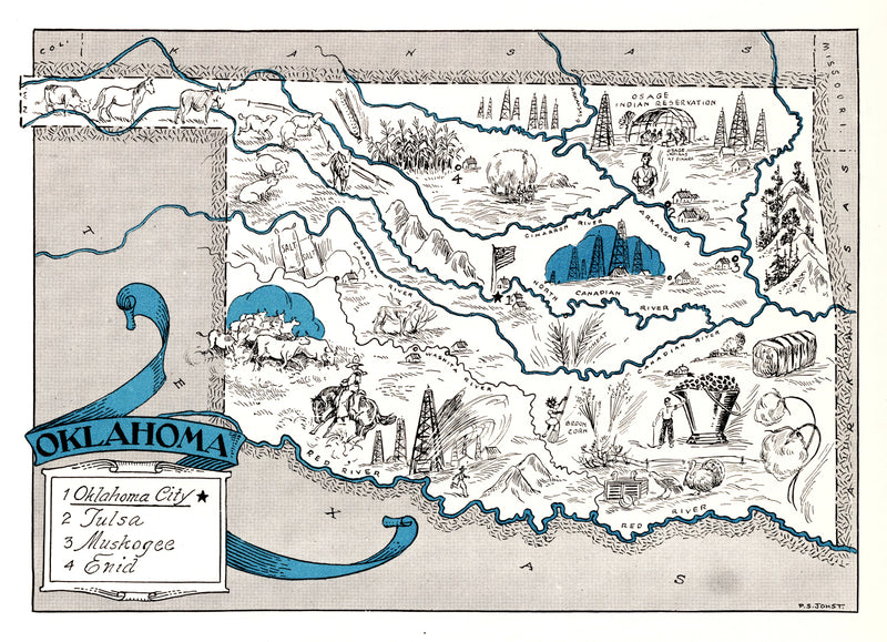 Size comparison using Vintage Map of Oklahoma 1931