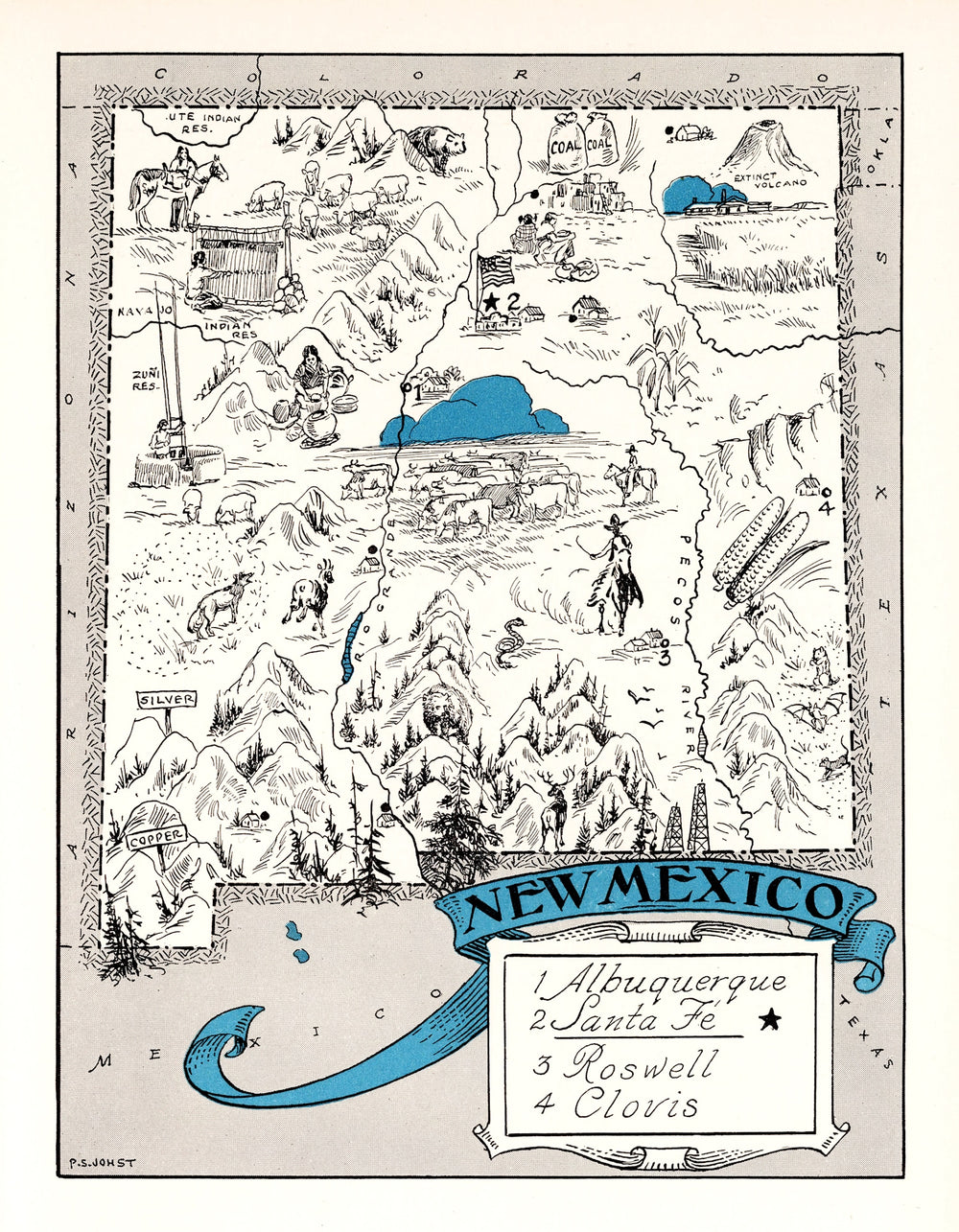 Vintage Map of New Mexico 1931 print style example
