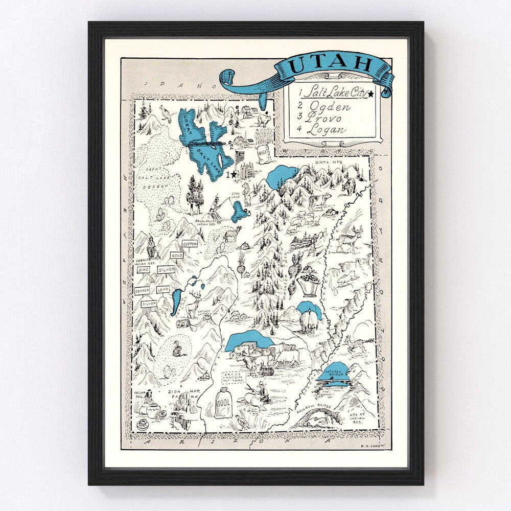 Utah Vintage Map 1931