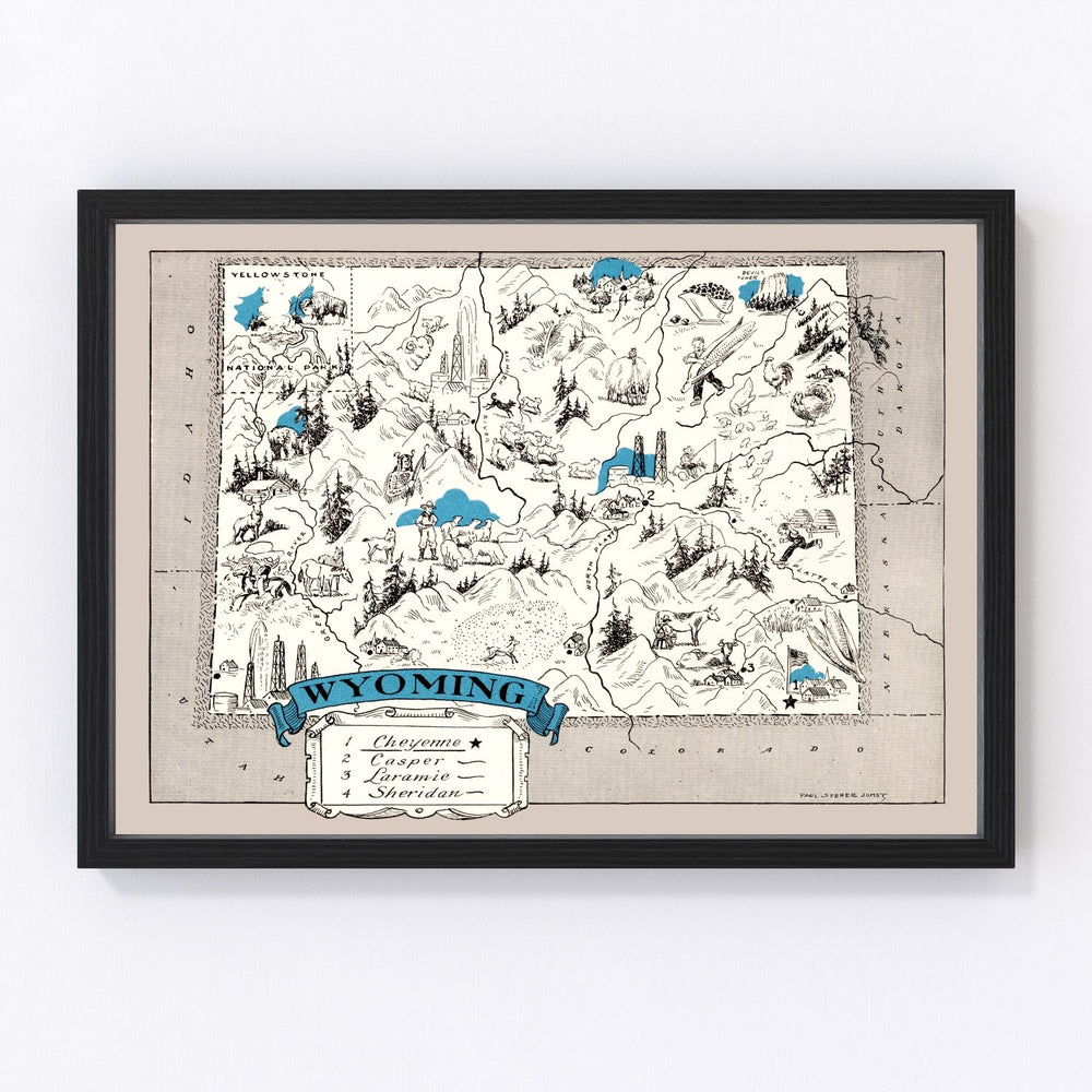 Wyoming Vintage Map 1931