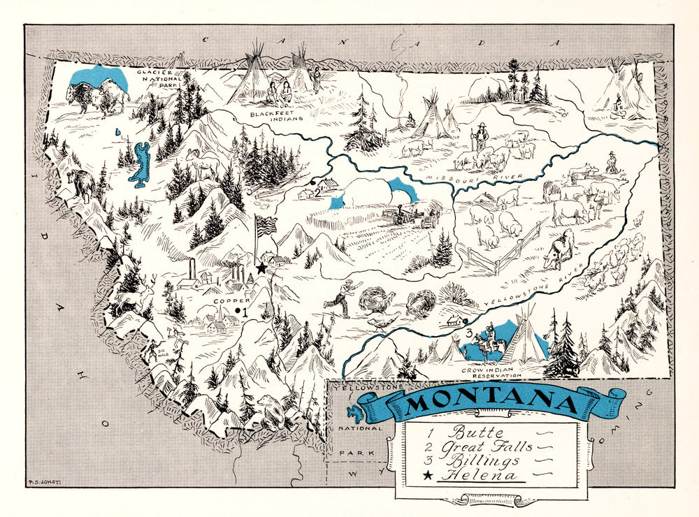 Vintage Map of Montana 1931 print style example