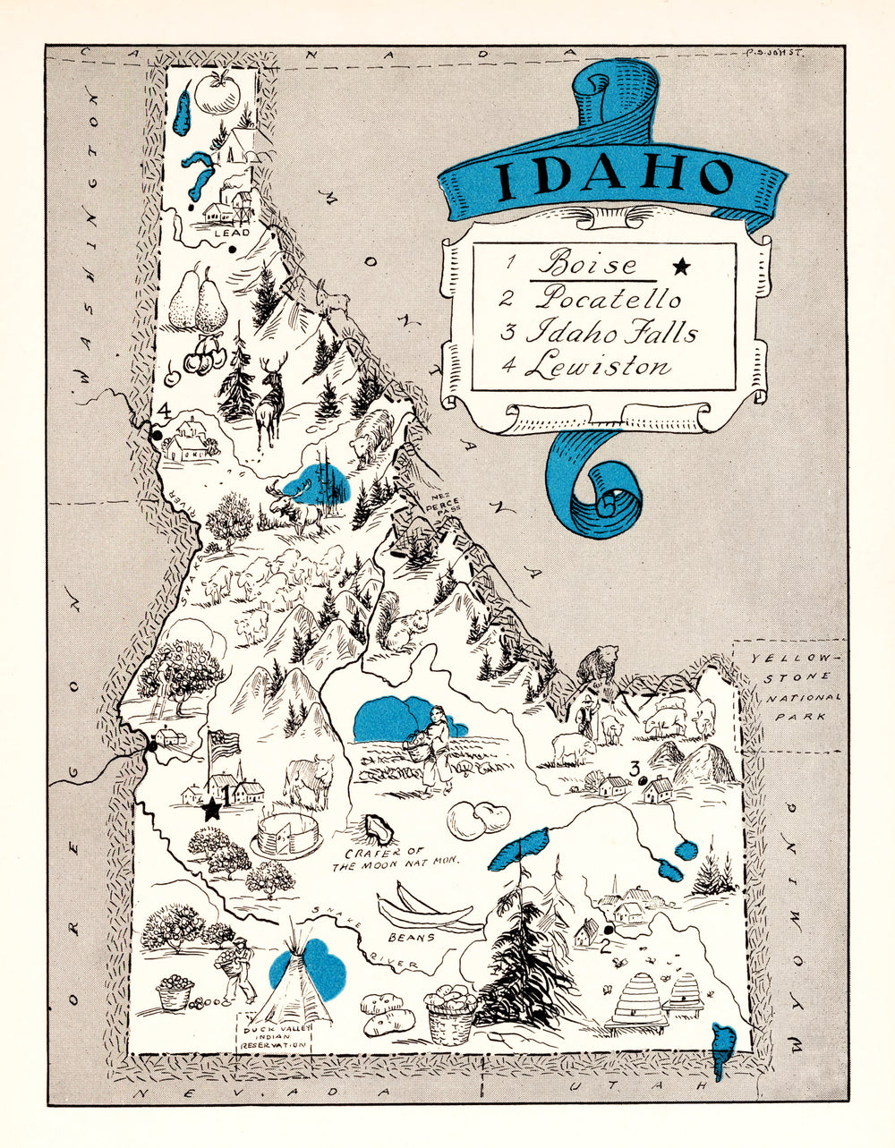 Vintage Map of Idaho 1931 print style example