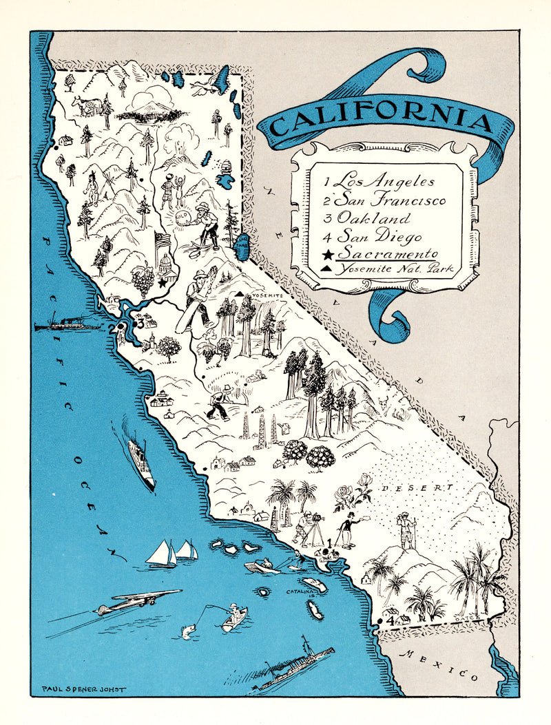 Size comparison using Vintage Map of California 1931