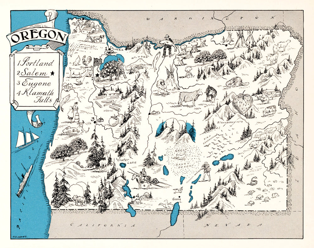Vintage Map of Oregon 1931 print style example