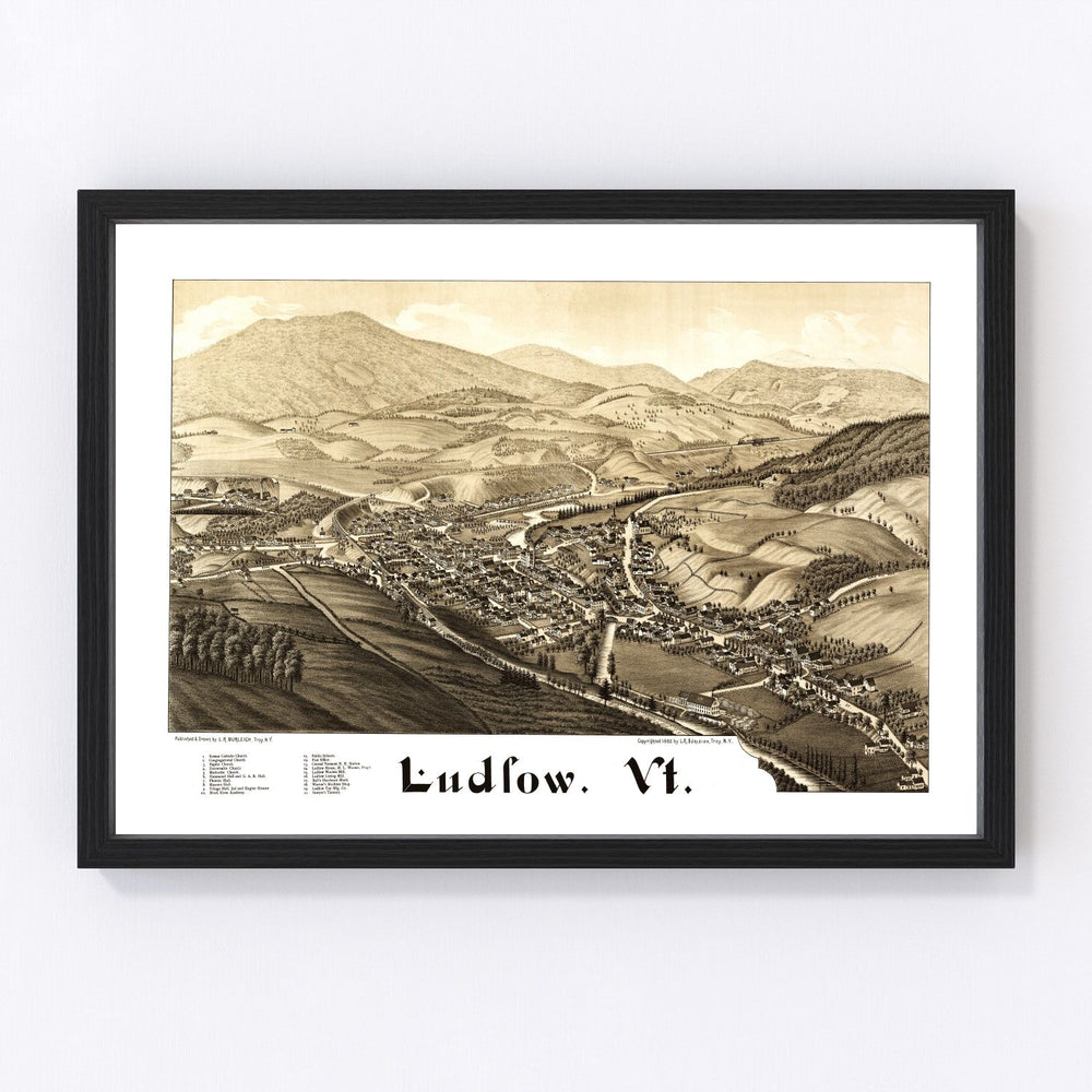 Ludlow Vintage Map 1885