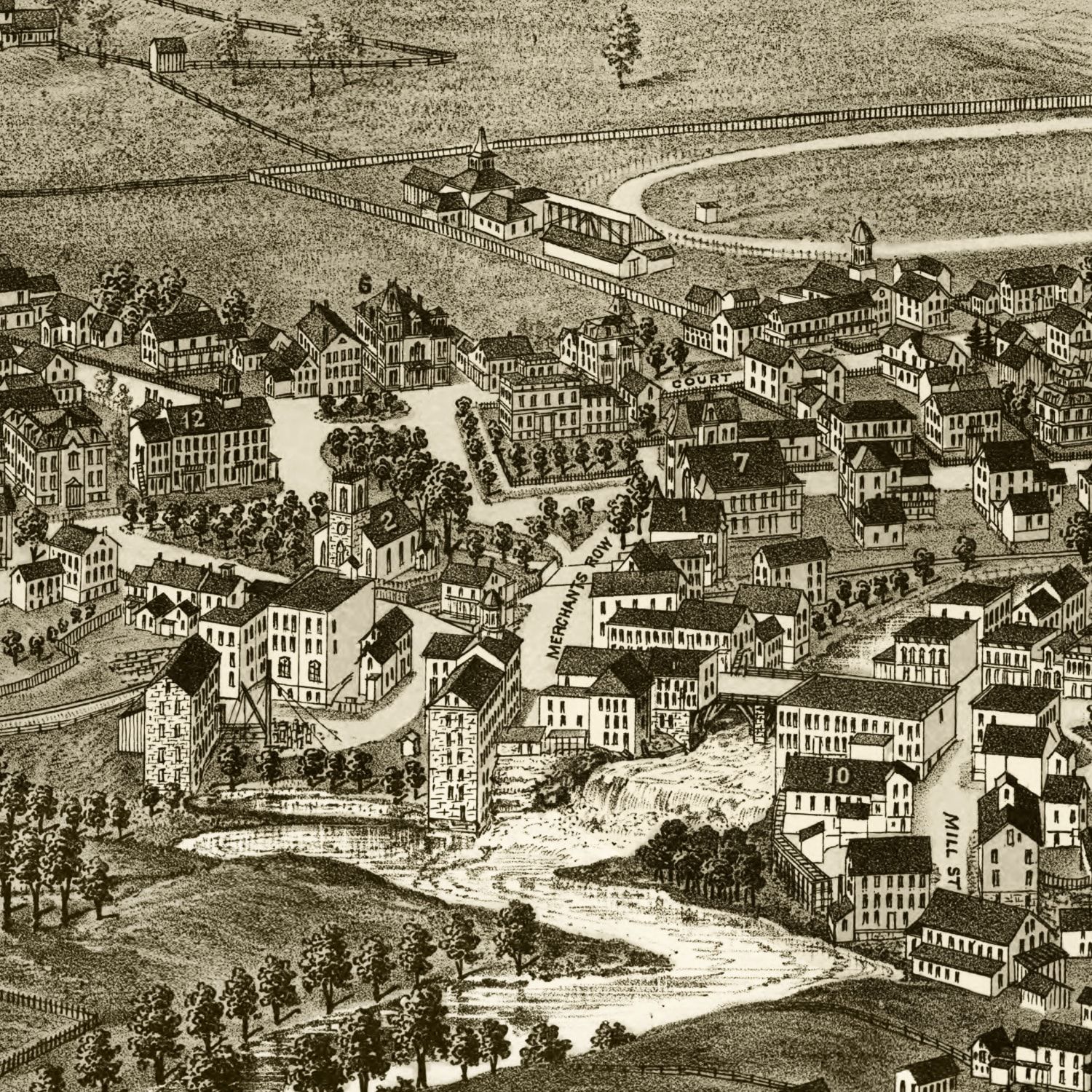 Restored historic details from the 1886 city map of Middlebury, Vermont