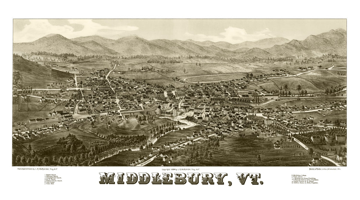 Preview of Vintage Map of Middlebury, Vermont 1886