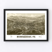 Middlebury Vintage Map 1886