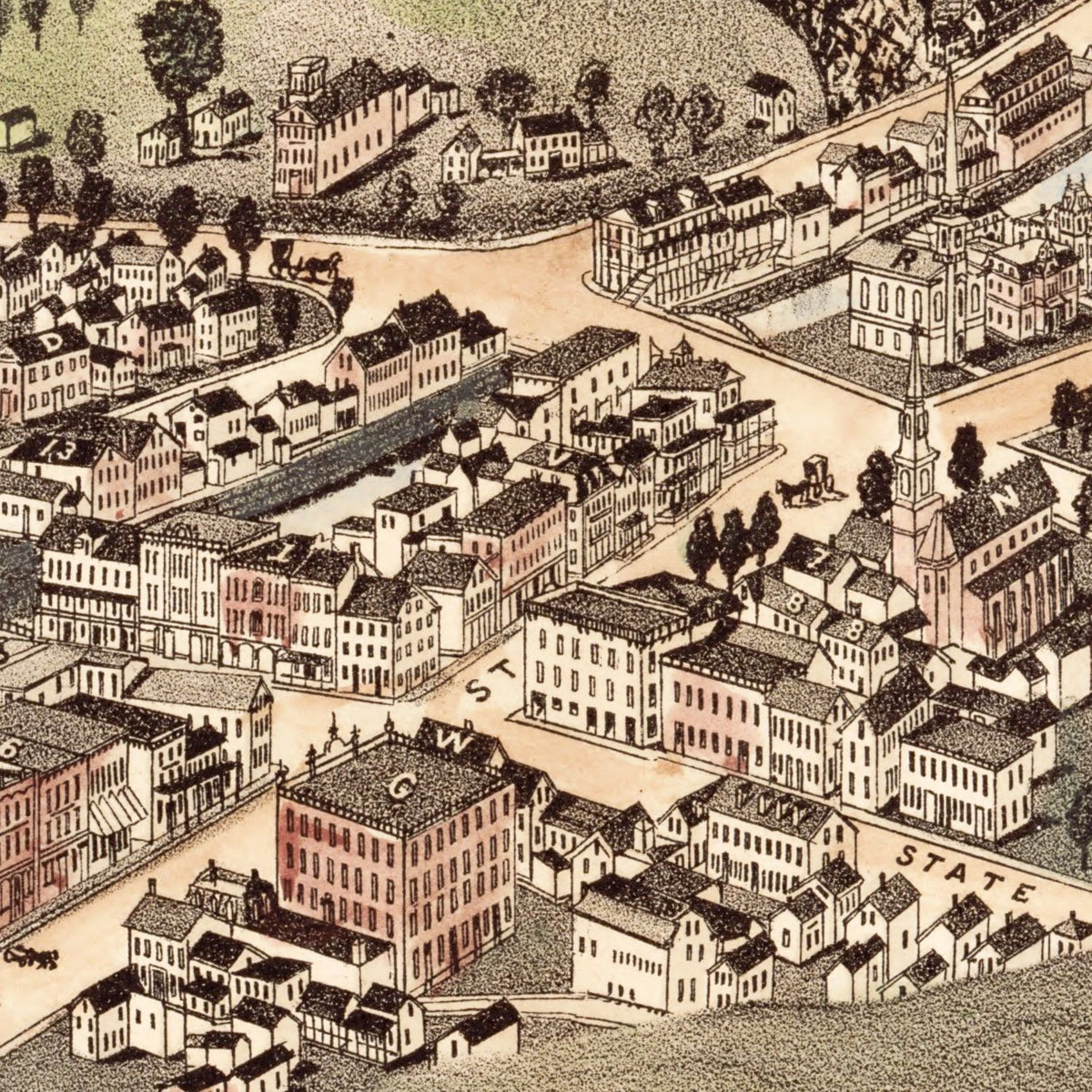 Restored historic details from the 1884 city map of Montpelier, Vermont