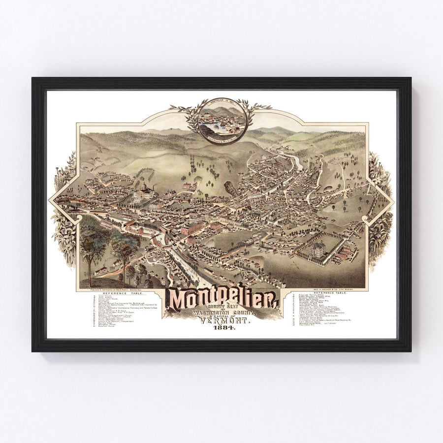 Montpelier Vintage Map 1884