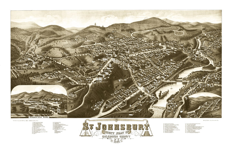 Size comparison using Vintage Map of St. Johnsbury, Vermont 1884