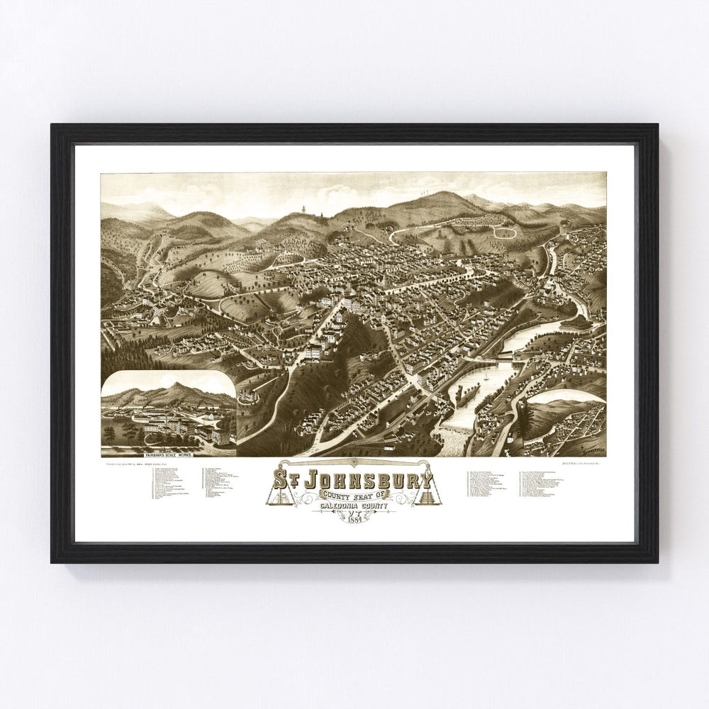 St. Johnsbury Vintage Map 1884
