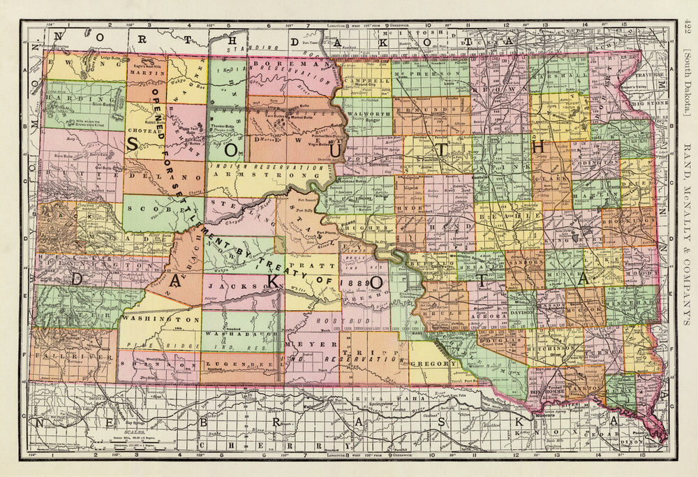 Vintage Map of South Dakota 1897 print style example