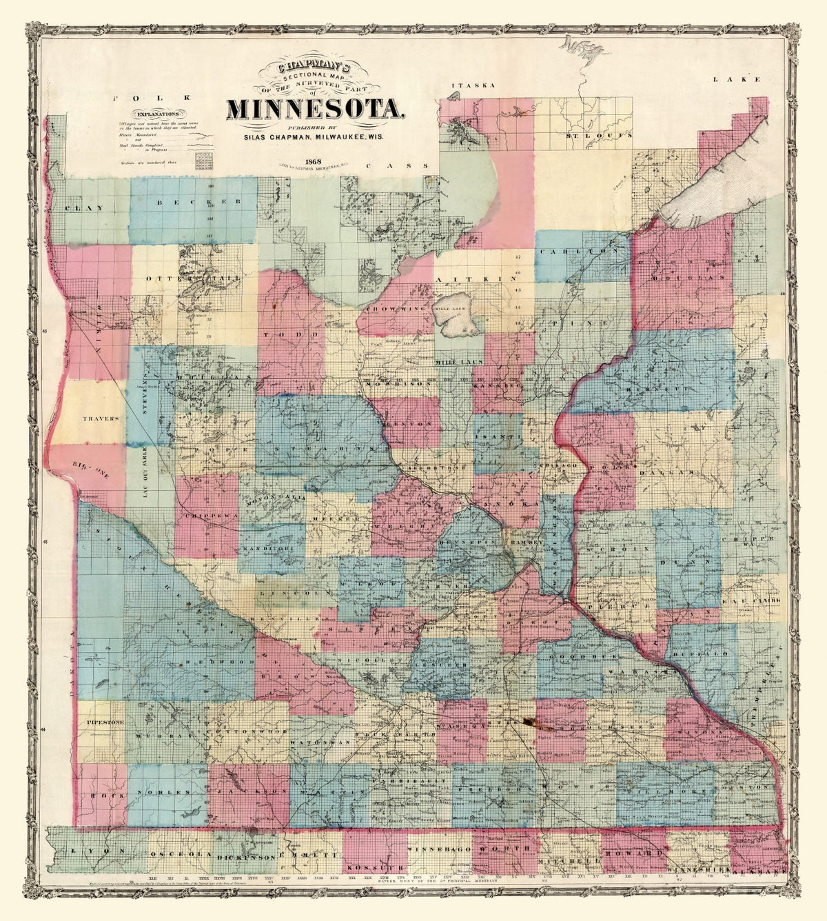 Preview of Vintage Map of Minnesota 1868