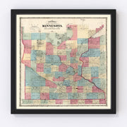 Minnesota Vintage Map 1868