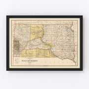 South Dakota Vintage Map 1901