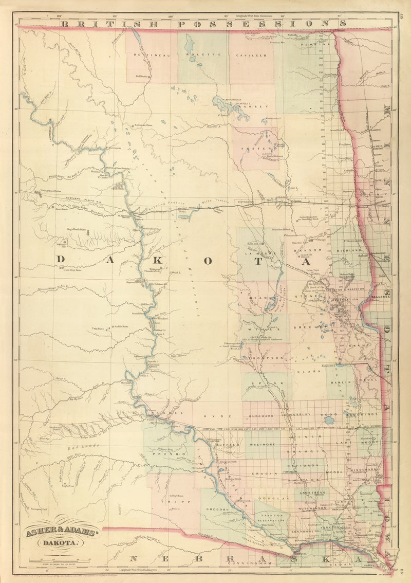 Size comparison using Vintage Map of Dakota Territory 1875