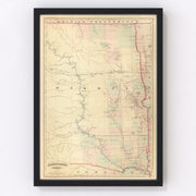 South Dakota, North Dakota Vintage Map 1875