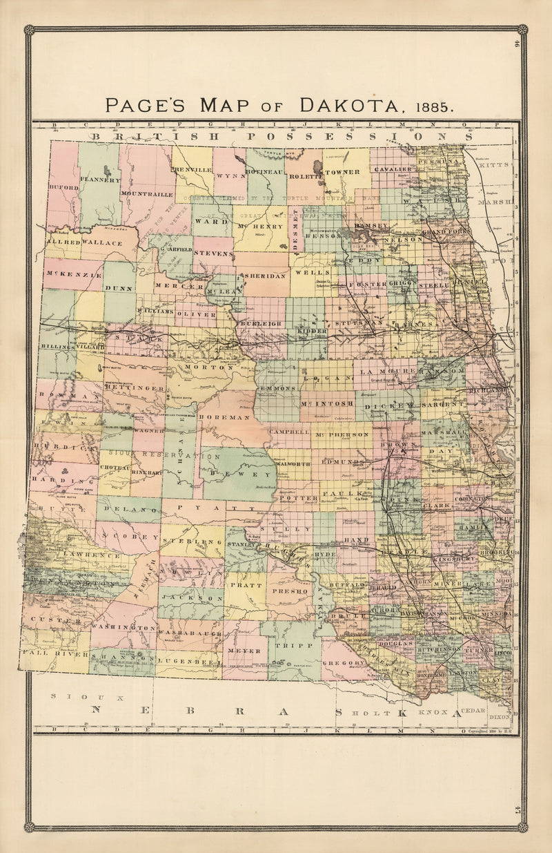 Size comparison using Vintage Map of Dakota Territory 1885