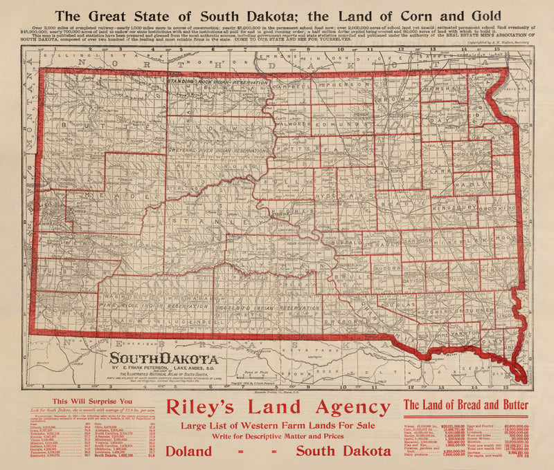 Size comparison using Vintage Map of South Dakota 1906