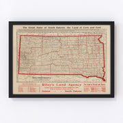 South Dakota Vintage Map 1906