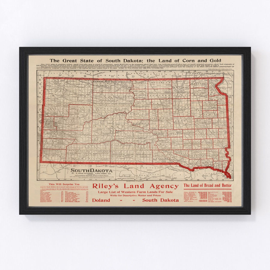 Vintage Map of South Dakota 1906