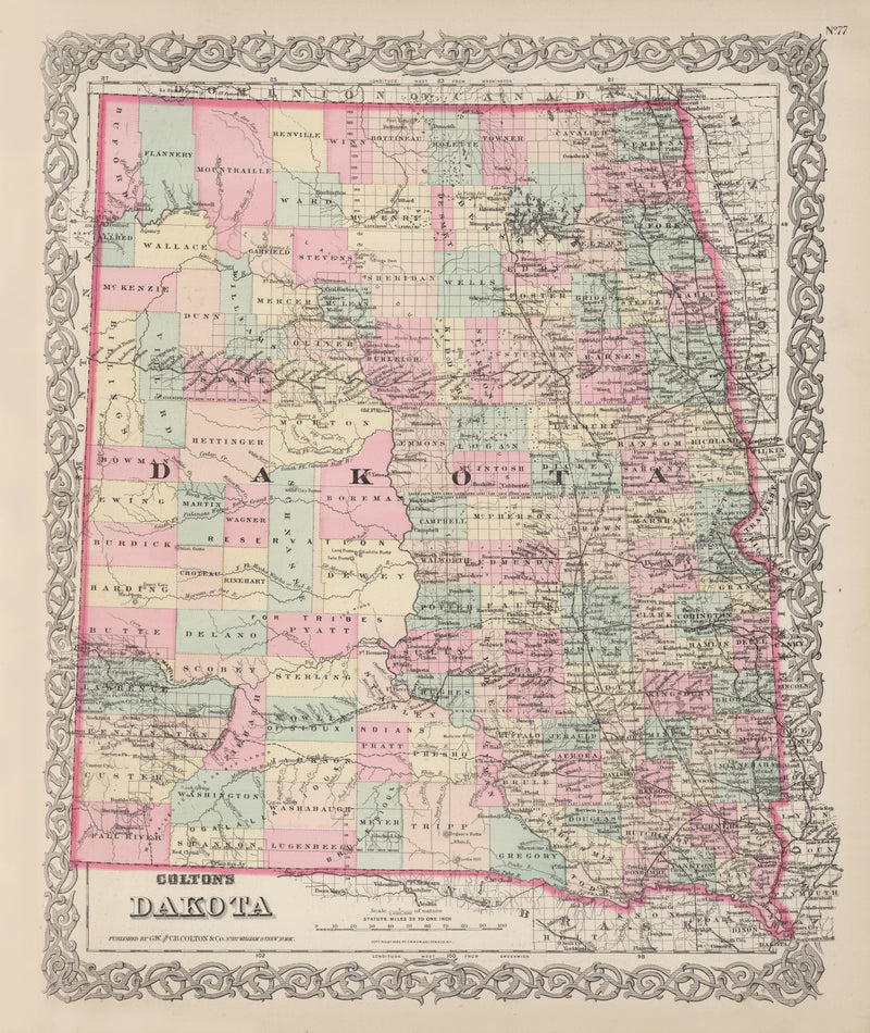 Size comparison using Vintage Map of Dakota Territory 1876