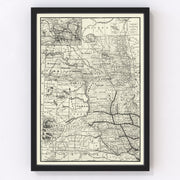 South Dakota, North Dakota Vintage Map 1888