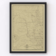 South Dakota, North Dakota Vintage Map 1885
