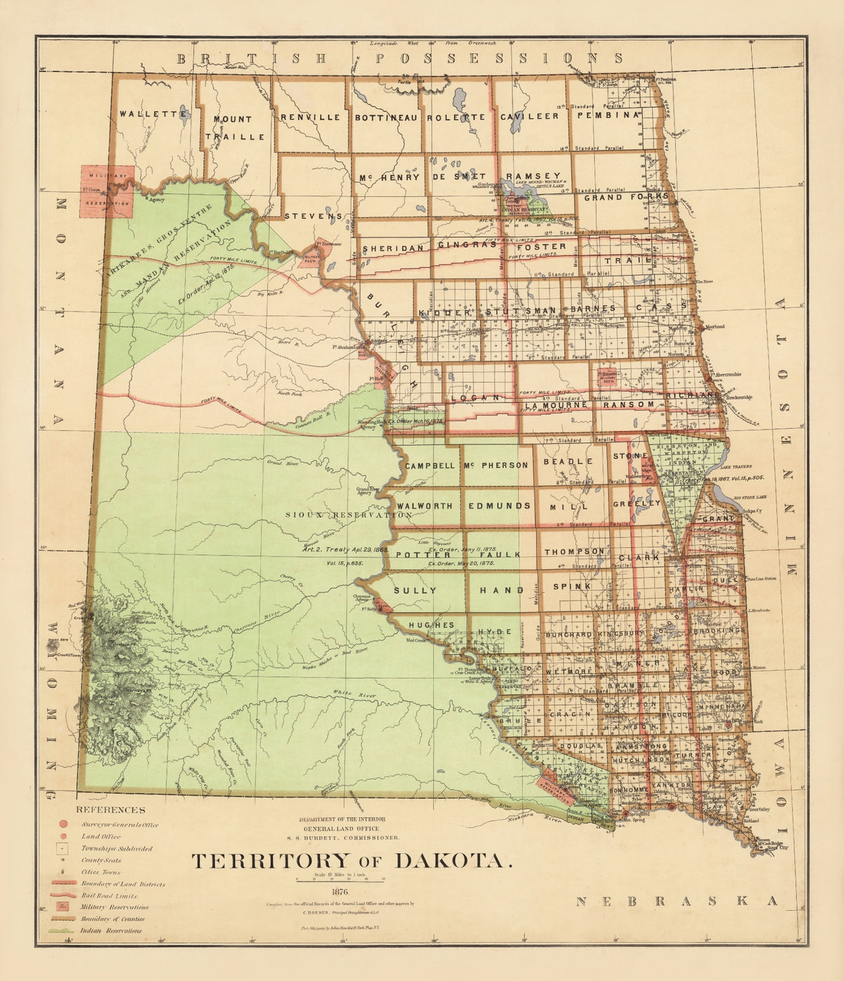 Preview of Dakota Territory Historic Map 1876