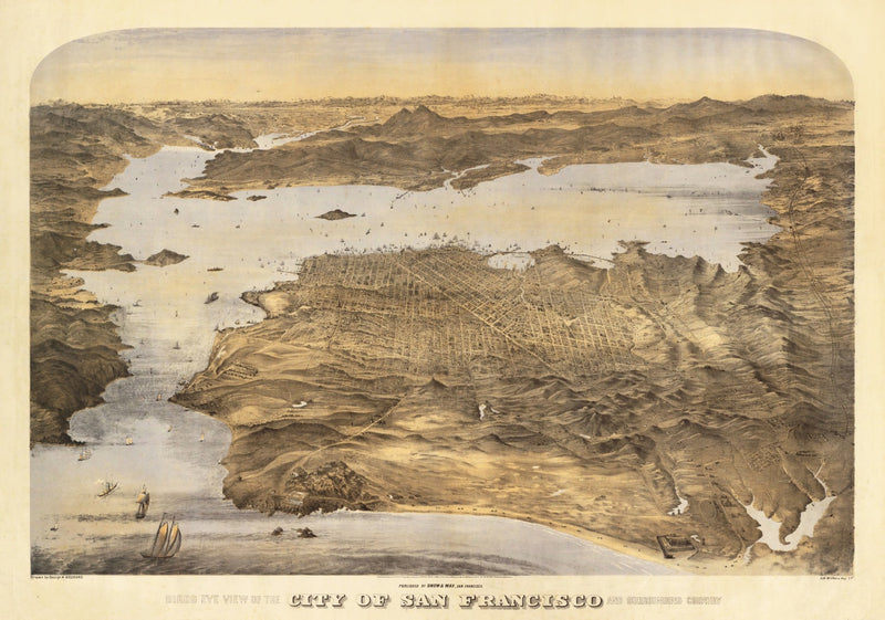 Size comparison using Vintage Map of San Francisco, California 1868