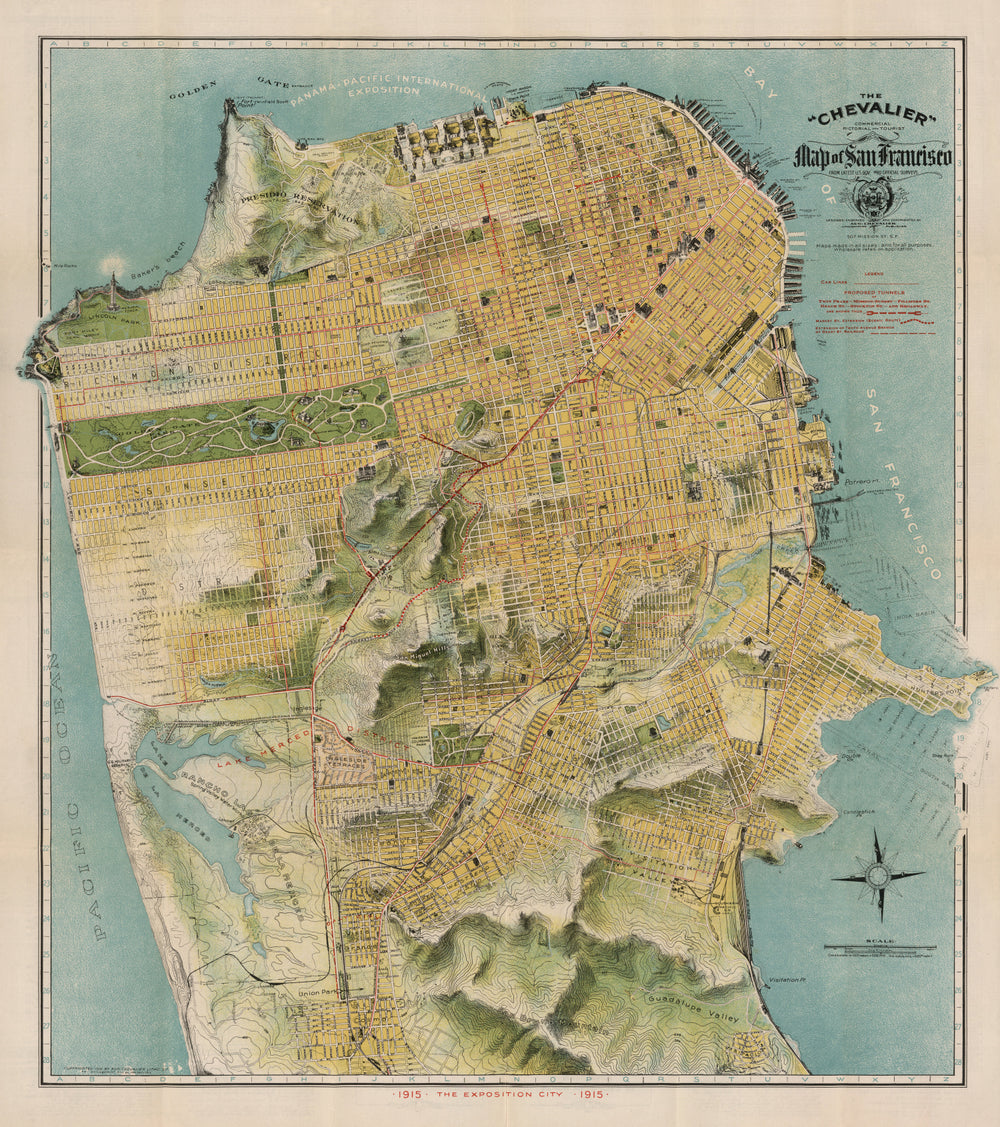 Vintage Map of San Francisco, California 1915 print style example