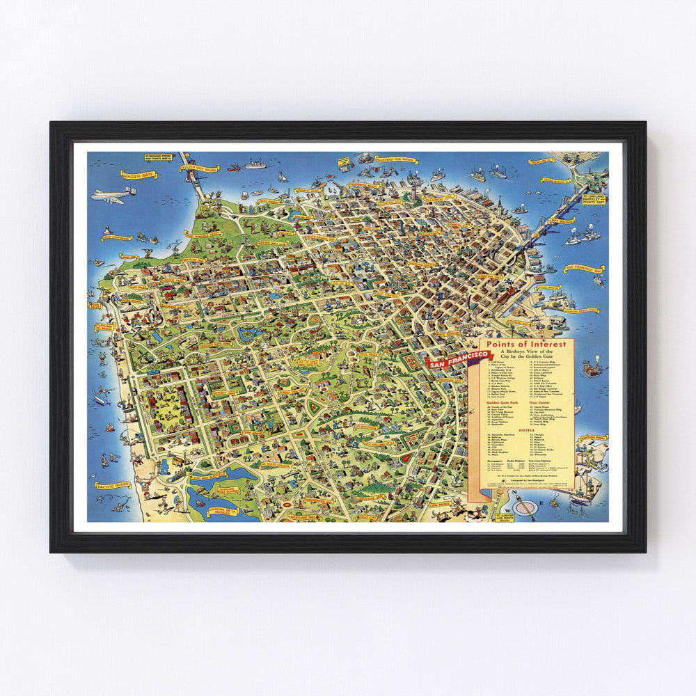 San Francisco Vintage Map 1952