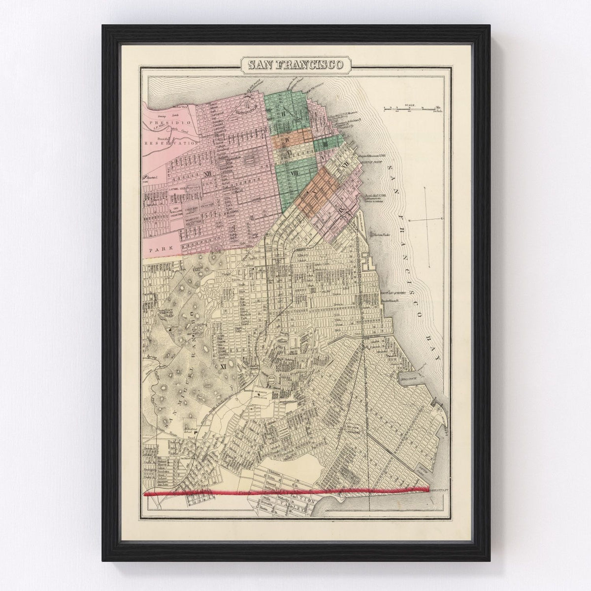 San Francisco Vintage Map 1874