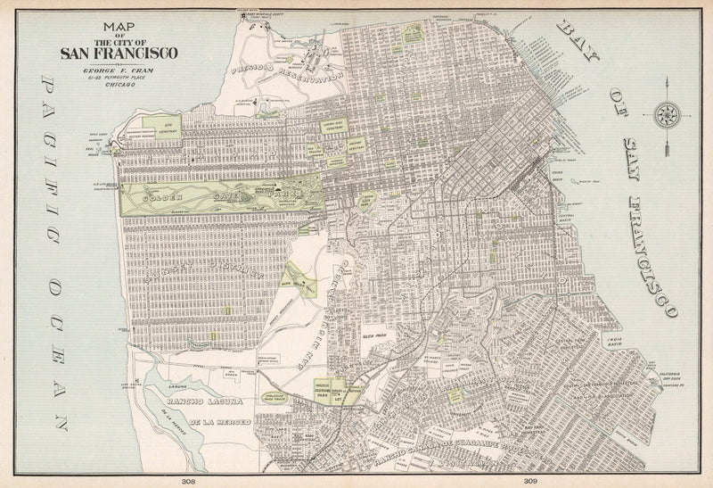 Size comparison using Vintage Map of San Francisco, California 1901